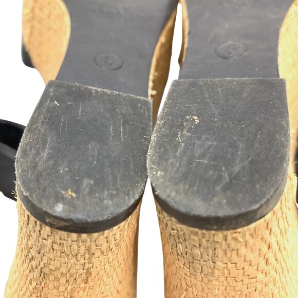 J Crew Womens Open Toe Black Wedge Platform Sandals Shoes Heels Slingback sz 6 - Picture 12 of 16